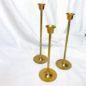 Vintage Brass Candlestick Set of 3